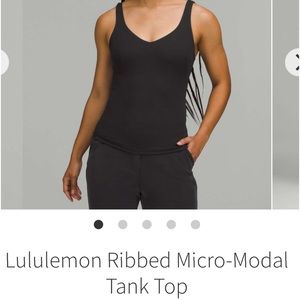 Lululemon ribbed micro modal tank top, black